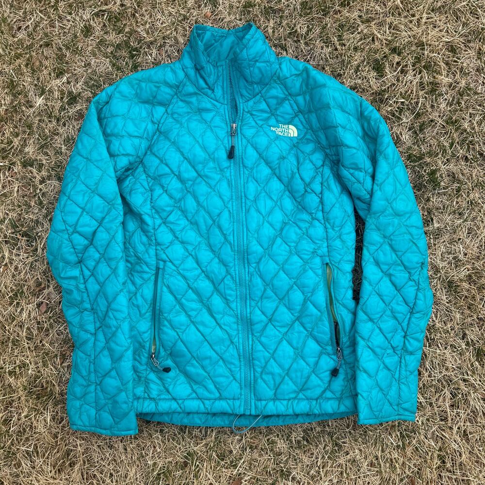 Women's The North Face Thermoball Teal Zip Lightweight Micro Puffer Jacket Sz XS